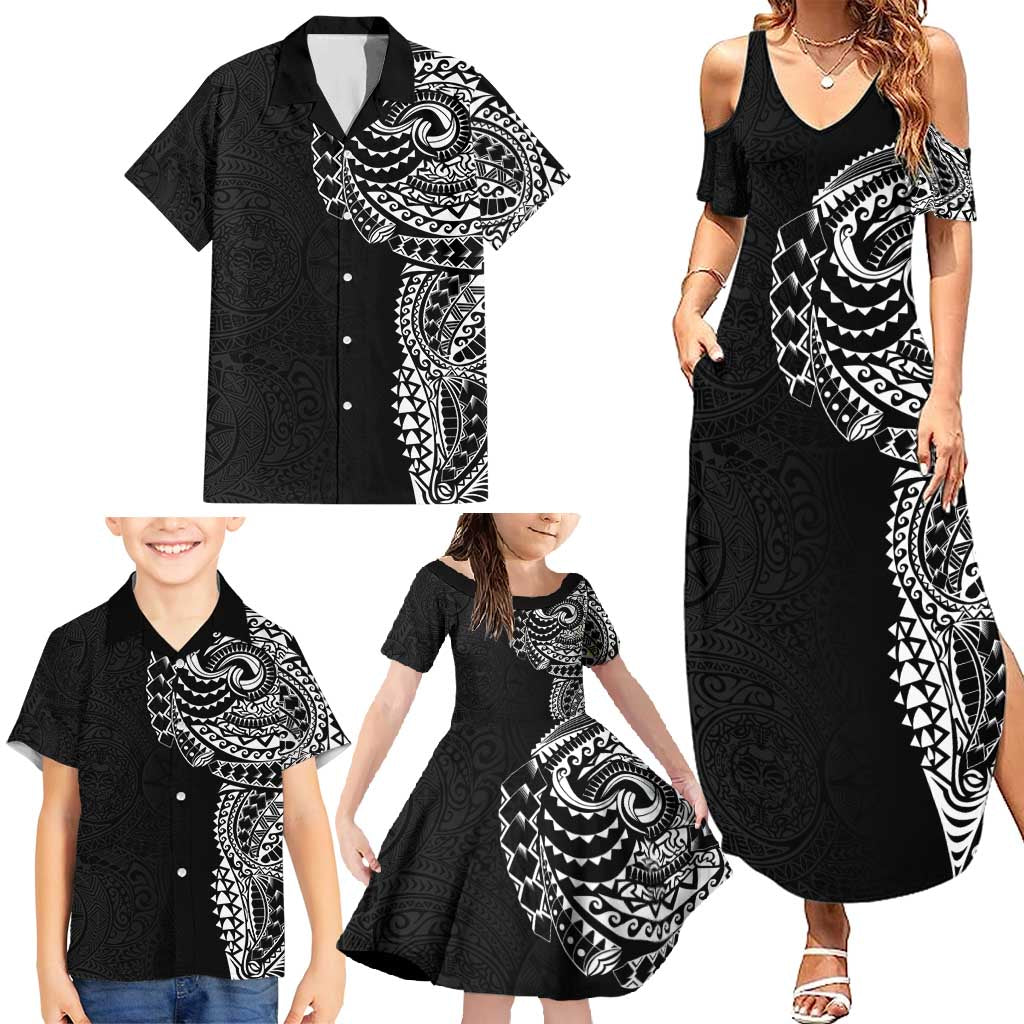 Polynesian Art Traditional Tattoo Pattern Family Matching Summer Maxi Dress and Hawaiian Shirt LT03 - Polynesian Pride