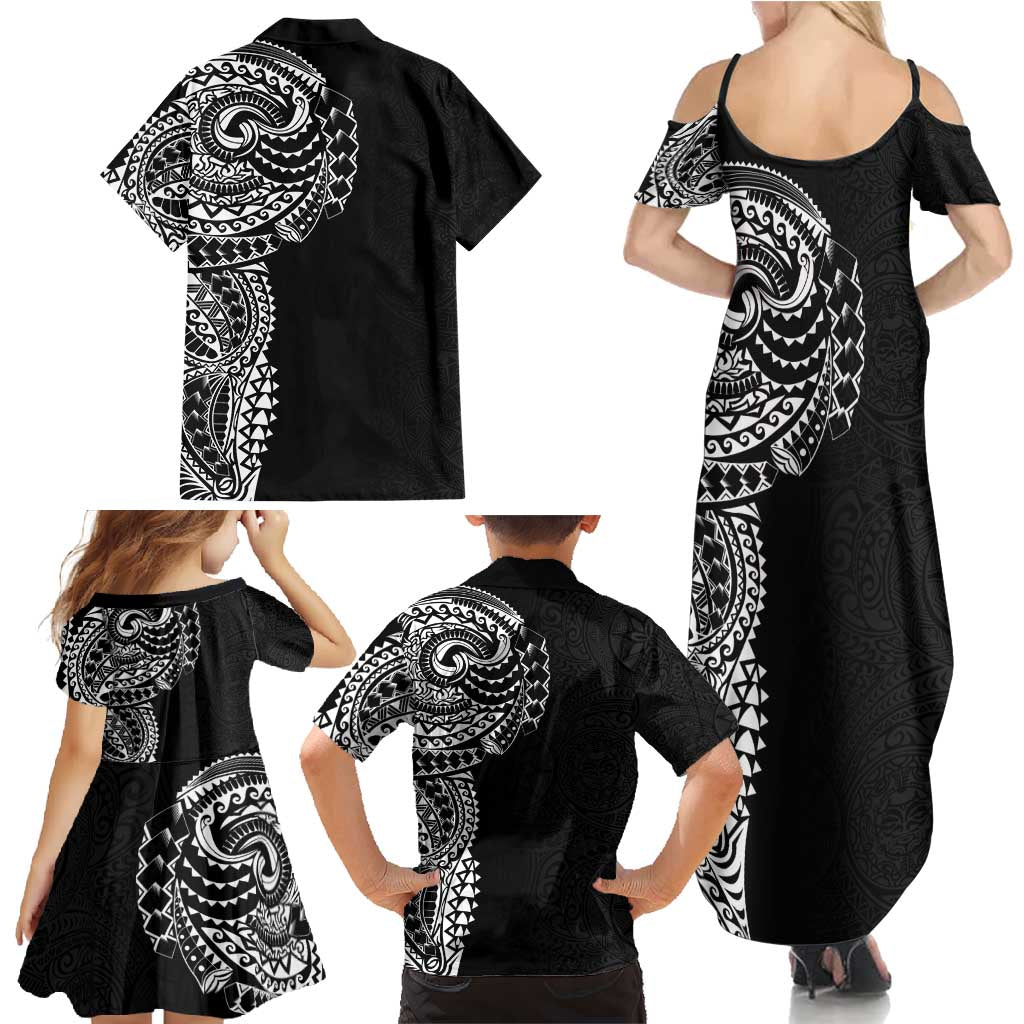Polynesian Art Traditional Tattoo Pattern Family Matching Summer Maxi Dress and Hawaiian Shirt LT03 - Polynesian Pride