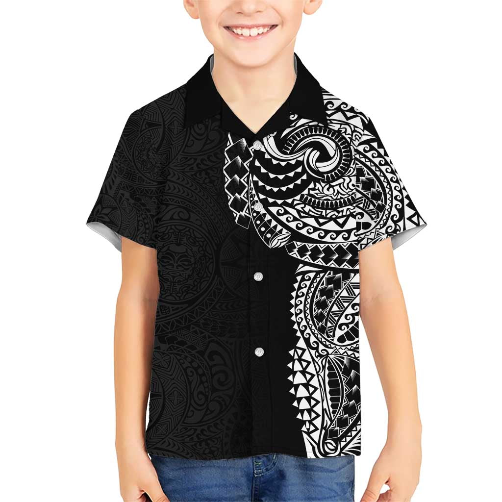 Polynesian Art Traditional Tattoo Pattern Kid Hawaiian Shirt LT03 Kid Black - Polynesian Pride