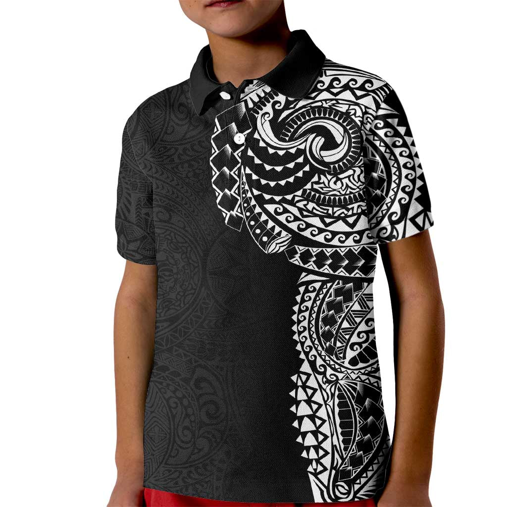 Polynesian Art Traditional Tattoo Pattern Kid Polo Shirt LT03 Kid Black - Polynesian Pride