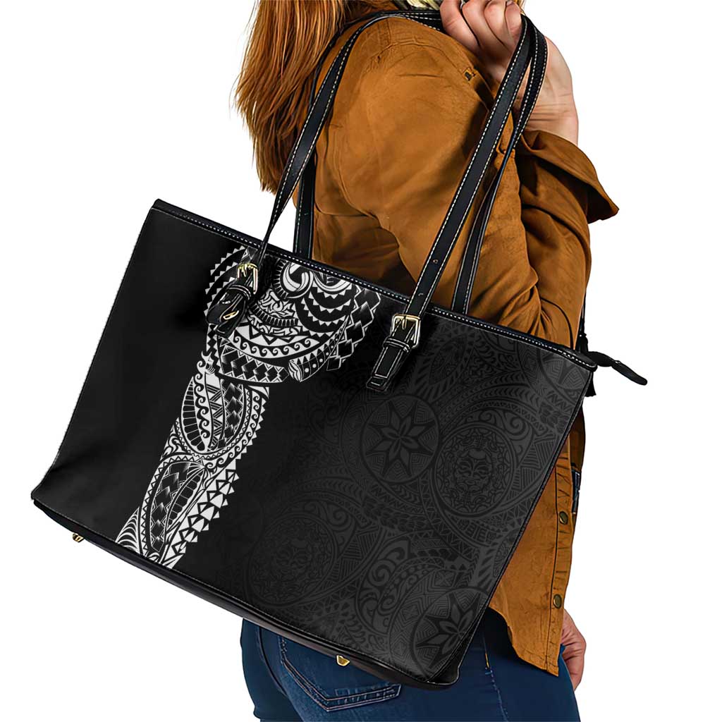 Polynesian Art Traditional Tattoo Pattern Leather Tote Bag LT03 - Polynesian Pride