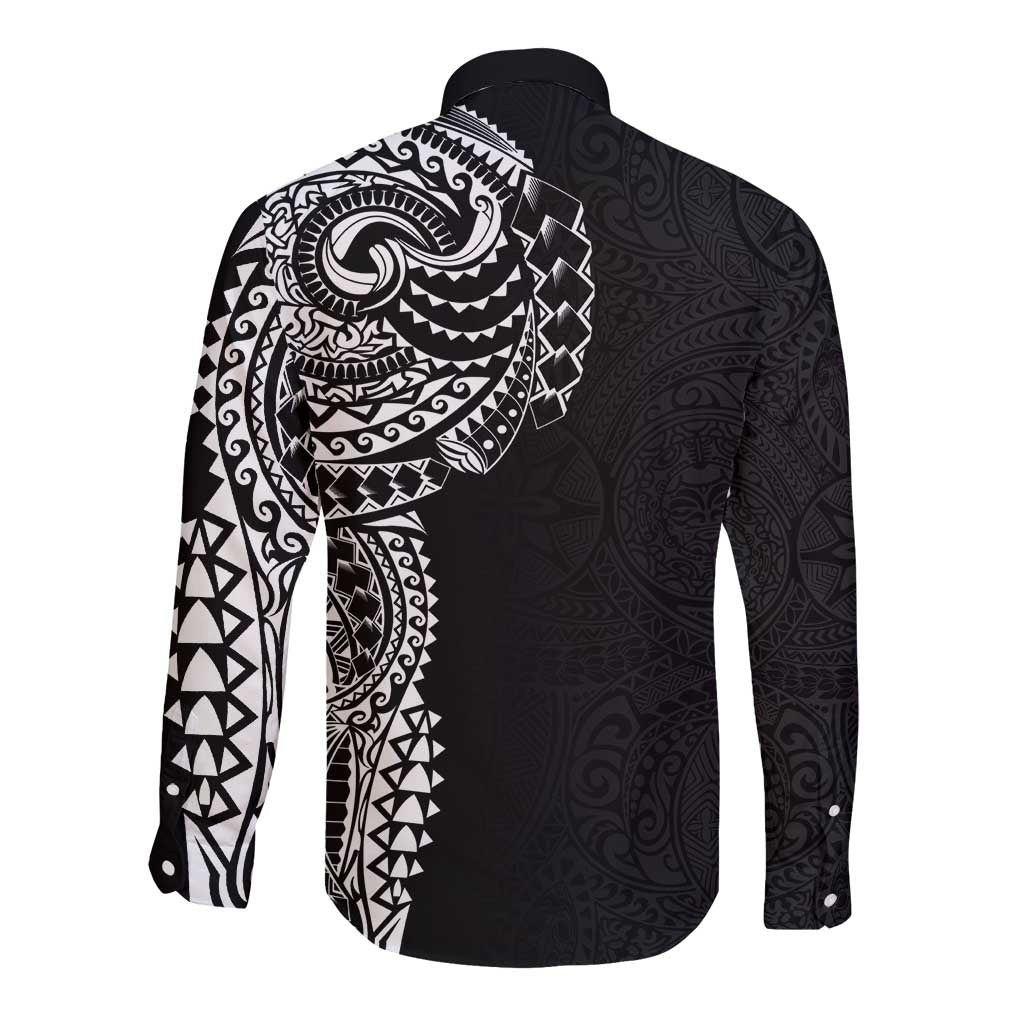 Polynesian Art Traditional Tattoo Pattern Long Sleeve Button Shirt LT03 - Polynesian Pride
