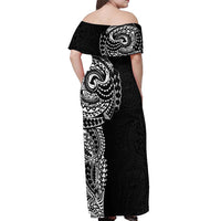 Polynesian Art Traditional Tattoo Pattern Off Shoulder Maxi Dress LT03 - Polynesian Pride