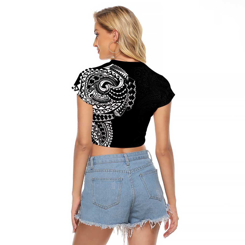 Polynesian Art Traditional Tattoo Pattern Raglan Cropped T Shirt LT03 - Polynesian Pride