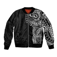 Polynesian Art Traditional Tattoo Pattern Sleeve Zip Bomber Jacket LT03 Unisex Black - Polynesian Pride