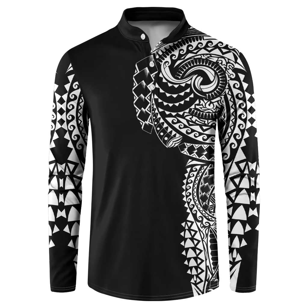 Polynesian Art Traditional Tattoo Button Sweatshirt Simple Style LT03 Black - Polynesian Pride