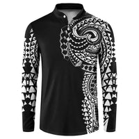 Polynesian Art Traditional Tattoo Button Sweatshirt Simple Style LT03 Black - Polynesian Pride