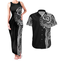 Polynesian Art Traditional Tattoo Couples Matching Tank Maxi Dress and Hawaiian Shirt Simple Style LT03 Black - Polynesian Pride