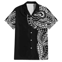 Polynesian Art Traditional Tattoo Family Matching Off Shoulder Short Dress and Hawaiian Shirt Simple Style LT03 Dad's Shirt - Short Sleeve Black - Polynesian Pride