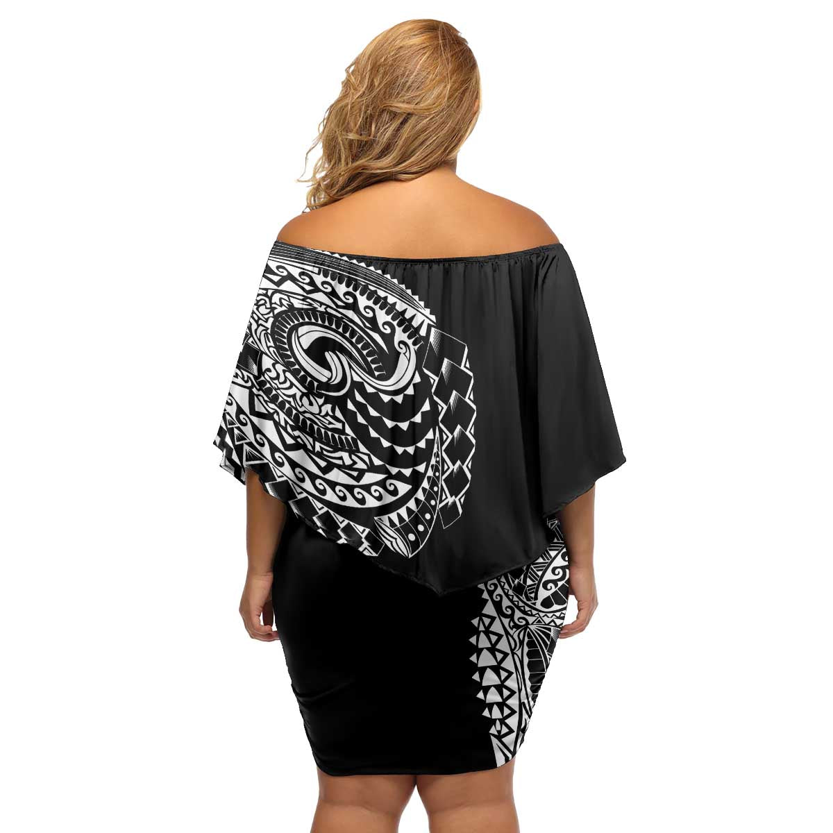 Polynesian Art Traditional Tattoo Family Matching Off Shoulder Short Dress and Hawaiian Shirt Simple Style LT03 - Polynesian Pride