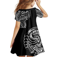 Polynesian Art Traditional Tattoo Family Matching Short Sleeve Bodycon Dress and Hawaiian Shirt Simple Style