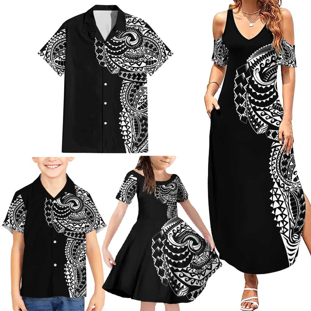 Polynesian Art Traditional Tattoo Family Matching Summer Maxi Dress and Hawaiian Shirt Simple Style LT03 - Polynesian Pride