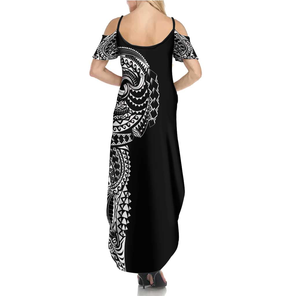 Polynesian Art Traditional Tattoo Family Matching Summer Maxi Dress and Hawaiian Shirt Simple Style LT03 - Polynesian Pride