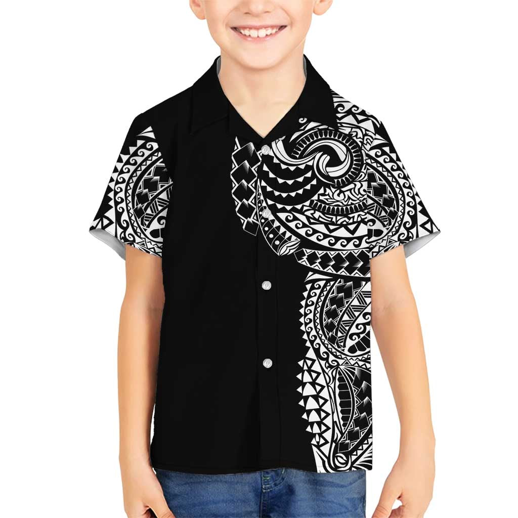 Polynesian Art Traditional Tattoo Family Matching Summer Maxi Dress and Hawaiian Shirt Simple Style LT03 Son's Shirt Black - Polynesian Pride