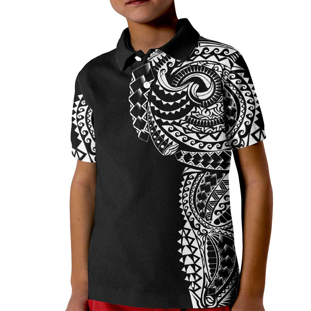 Polynesian Art Traditional Tattoo Kid Polo Shirt Simple Style LT03 Kid Black - Polynesian Pride