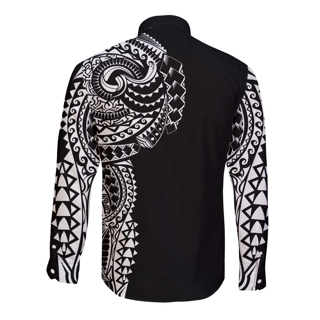 Polynesian Art Traditional Tattoo Long Sleeve Button Shirt Simple Style LT03 - Polynesian Pride