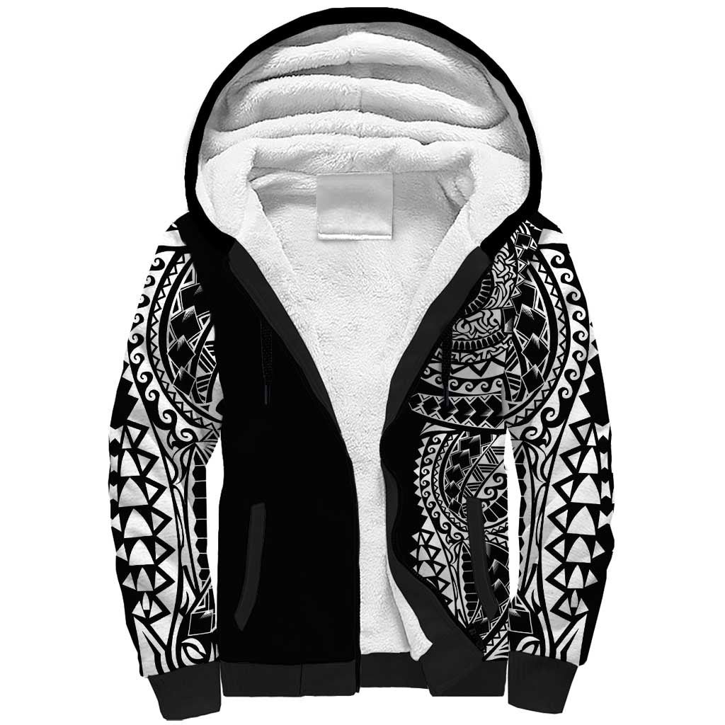 Polynesian Art Traditional Tattoo Sherpa Hoodie Simple Style