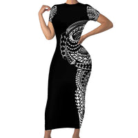 Polynesian Art Traditional Tattoo Short Sleeve Bodycon Dress Simple Style