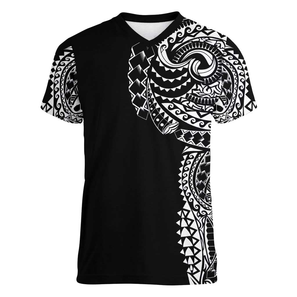 Polynesian Art Traditional Tattoo Women V-Neck T-Shirt Simple Style LT03 Female Black - Polynesian Pride