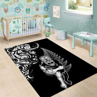 New Zealand Maori Warrior Rugby Area Rug Silver Fern