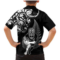 New Zealand Maori Warrior Rugby Family Matching Mermaid Dress and Hawaiian Shirt Silver Fern LT03 - Polynesian Pride