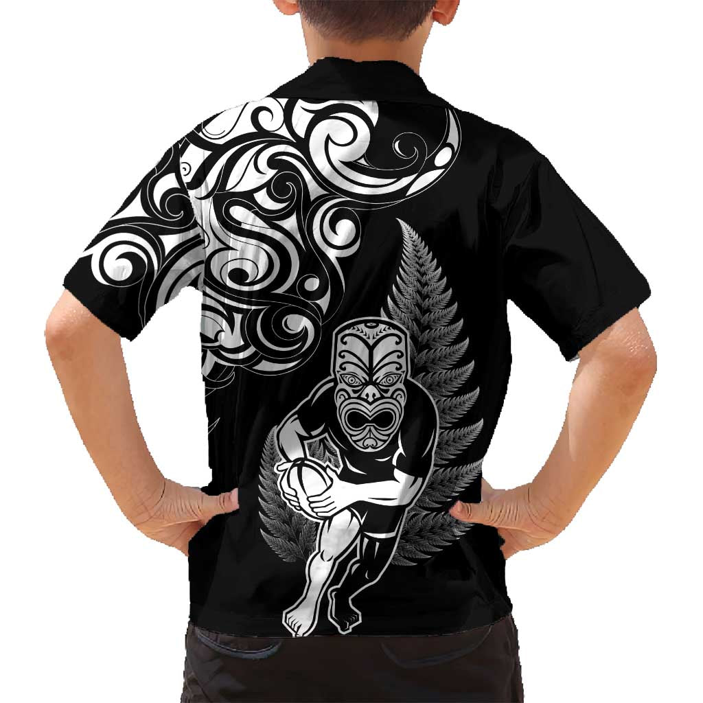 New Zealand Maori Warrior Rugby Family Matching Off Shoulder Maxi Dress and Hawaiian Shirt Silver Fern LT03 - Polynesian Pride