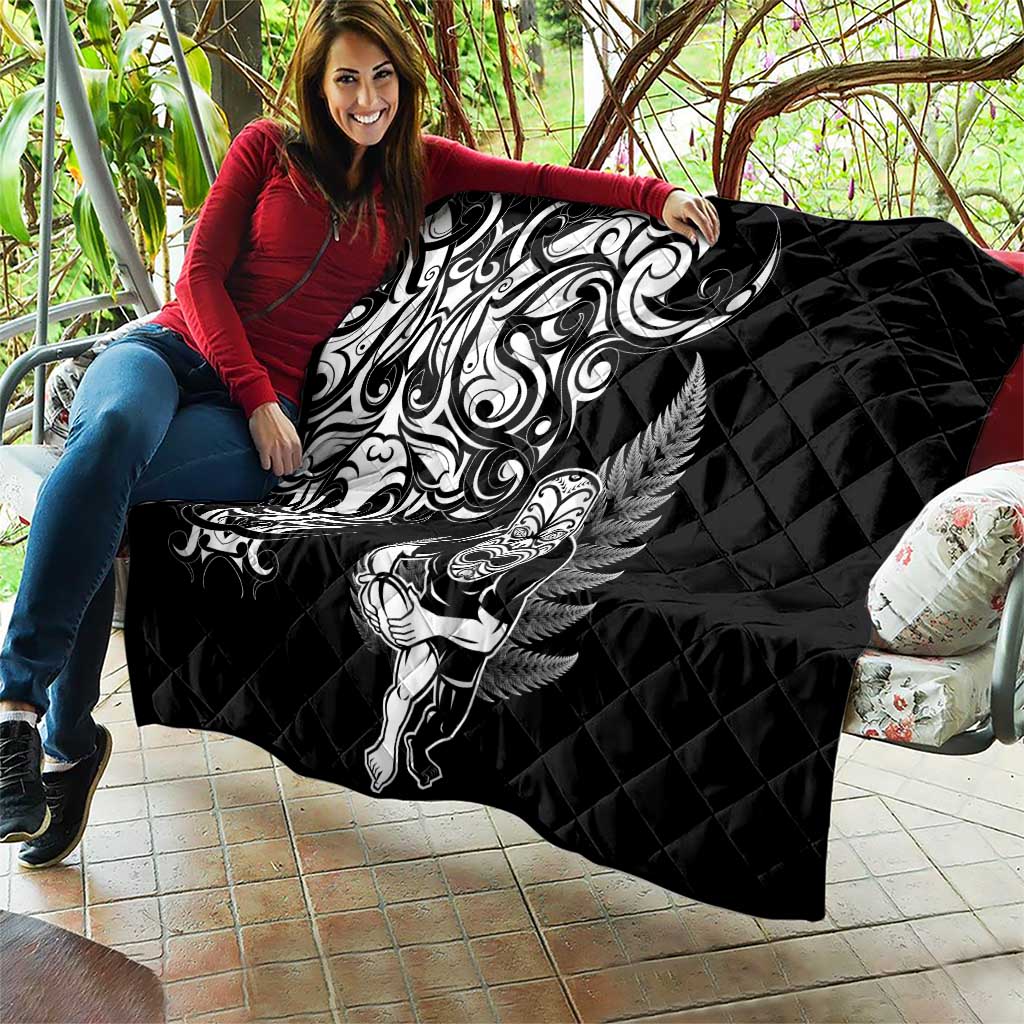 New Zealand Maori Warrior Rugby Quilt Silver Fern LT03 - Polynesian Pride