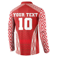 Custom Tonga Pacific Rugby 2024 Button Sweatshirt Ngatu Tribal Pattern