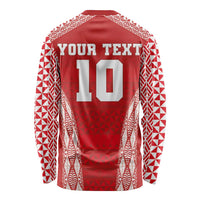 Custom Tonga Pacific Rugby 2024 Long Sleeve Shirt Ngatu Tribal Pattern