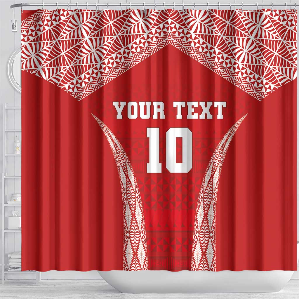 Custom Tonga Pacific Rugby 2024 Shower Curtain Ngatu Tribal Pattern
