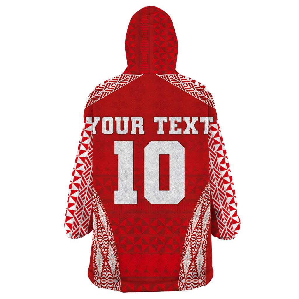 Custom Tonga Pacific Rugby 2024 Wearable Blanket Hoodie Ngatu Tribal Pattern LT03 - Polynesian Pride