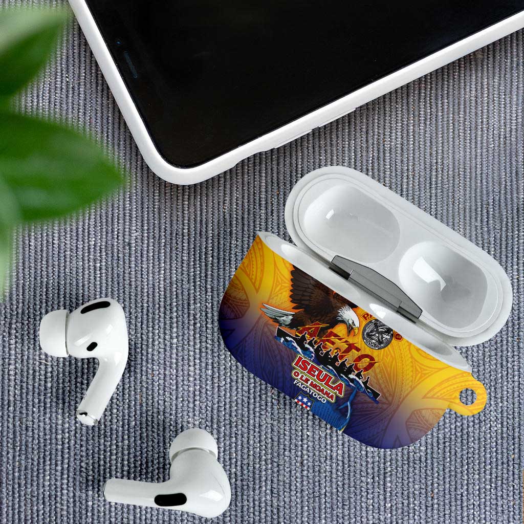 American Samoa Fautasi AirPods Case Bald Eage and Sailfish with Kakau Motifs - Polynesian Pride