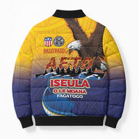 American Samoa Fautasi Bomber Puffer Jacket Bald Eage and Sailfish with Kakau Motifs LT03 - Polynesian Pride