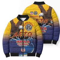 American Samoa Fautasi Bomber Puffer Jacket Bald Eage and Sailfish with Kakau Motifs LT03 - Polynesian Pride