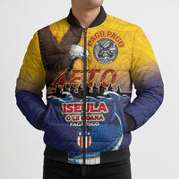 American Samoa Fautasi Bomber Puffer Jacket Bald Eage and Sailfish with Kakau Motifs LT03 - Polynesian Pride