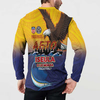American Samoa Fautasi Button Sweatshirt Bald Eage and Sailfish with Kakau Motifs - Polynesian Pride