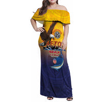 American Samoa Fautasi Family Matching Off Shoulder Maxi Dress and Hawaiian Shirt Bald Eage and Sailfish with Kakau Motifs - Polynesian Pride