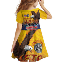 American Samoa Fautasi Family Matching Off Shoulder Short Dress and Hawaiian Shirt Bald Eage and Sailfish with Kakau Motifs - Polynesian Pride