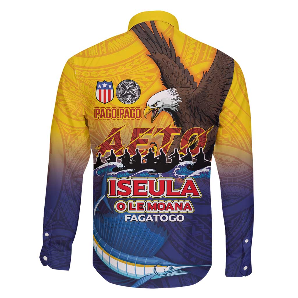 American Samoa Fautasi Family Matching Summer Maxi Dress and Hawaiian Shirt Bald Eage and Sailfish with Kakau Motifs - Polynesian Pride