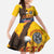 American Samoa Fautasi Kid Short Sleeve Dress Bald Eage and Sailfish with Kakau Motifs - Polynesian Pride