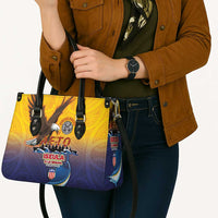 American Samoa Fautasi Leather Bag Bald Eage and Sailfish with Kakau Motifs - Polynesian Pride