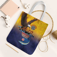 American Samoa Fautasi Tote Bag Bald Eage and Sailfish with Kakau Motifs LT03 White Strap One Size Yellow - Polynesian Pride