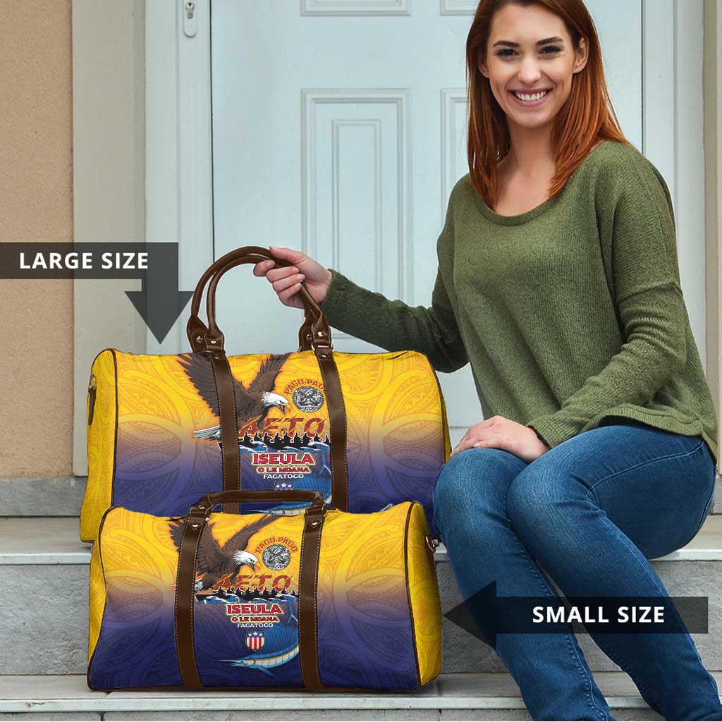 American Samoa Fautasi Travel Bag Bald Eage and Sailfish with Kakau Motifs - Polynesian Pride