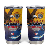 American Samoa Fautasi Tumbler Cup Bald Eage and Sailfish with Kakau Motifs - Polynesian Pride