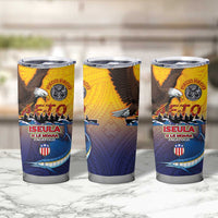 American Samoa Fautasi Tumbler Cup Bald Eage and Sailfish with Kakau Motifs - Polynesian Pride