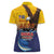 American Samoa Fautasi Women Polo Shirt Bald Eage and Sailfish with Kakau Motifs - Polynesian Pride