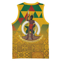 Melanesian Vanuatu Basketball Jersey With Tapa Tribal Pattern and Triangle Geometric Tricolor - Polynesian Pride