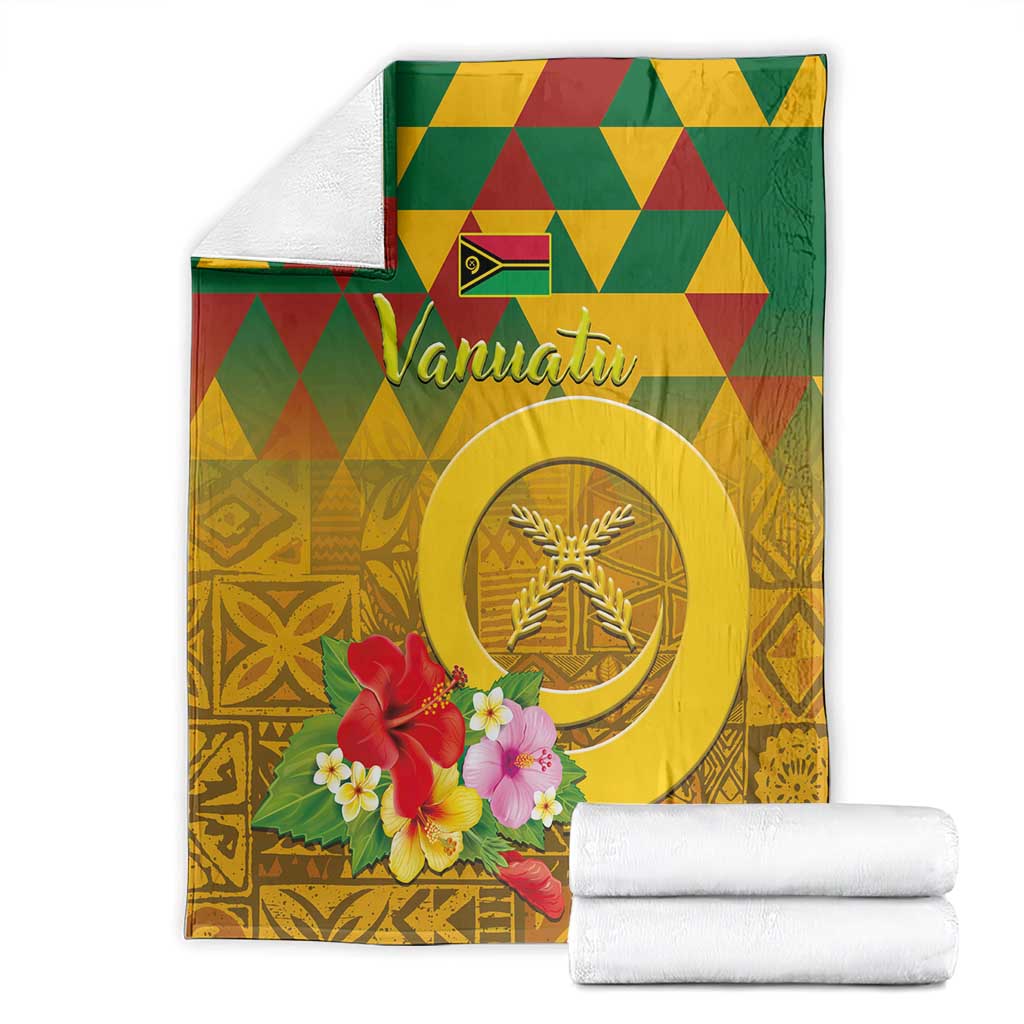 Melanesian Vanuatu Blanket With Tapa Tribal Pattern and Triangle Geometric Tricolor - Polynesian Pride