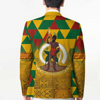 Melanesian Vanuatu Blazer With Tapa Tribal Pattern and Triangle Geometric Tricolor - Polynesian Pride