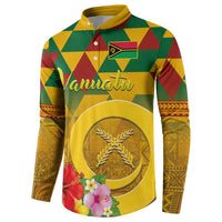 Melanesian Vanuatu Button Sweatshirt With Tapa Tribal Pattern and Triangle Geometric Tricolor - Polynesian Pride